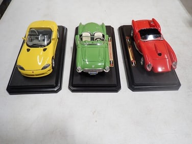 Burago Model Cars including 1993 Dodge Viper, 1957 Chevrolet Corvette, 1957 Ferrari 250 Testa Rossa