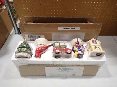 Mr Christmas Porcelain Animated Music Box Ornament Set