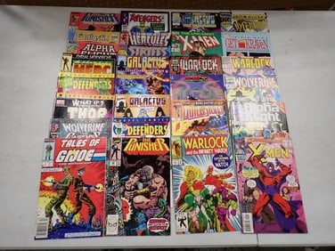Comic Books including Fantastic Four, Punisher, Defenders, Thor, X-Men, Wolverine, Alpha Fight