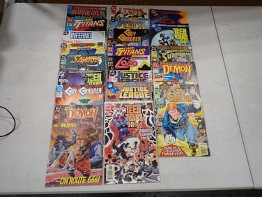 Comic Books including Team Titans, Inferno, Doc Savage, Guy Gardner, Justice League, Legion, Demon
