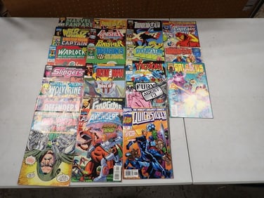 Comics Books including Marvel Fanfare, Wild Thing, Captain America, Warlock, Slingers, Wolverine
