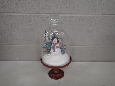 Snowman With Children Holiday Under Glass decoration