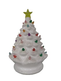 Ceramic White Christmas Tree Light Display - Battery operated
