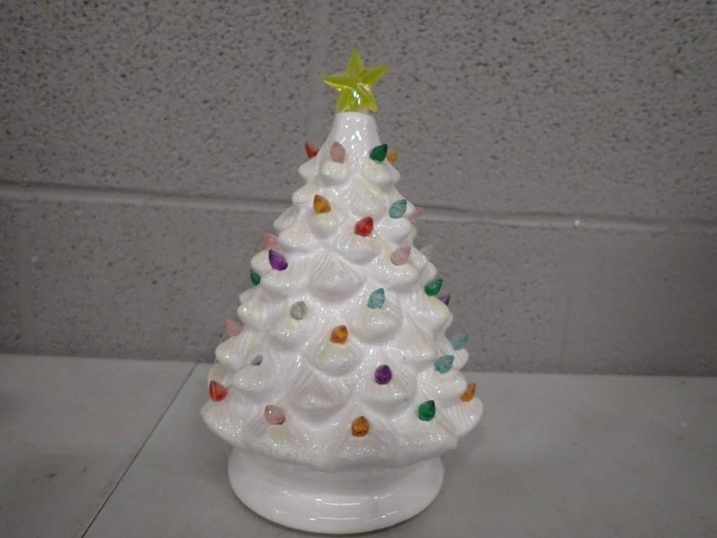 Ceramic White Christmas Tree Light Display - Battery operated (1 of 6)