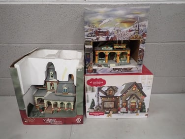 Lot of Ceramic Christmas Houses including St. Nicholas Square, Holiday Time, etc