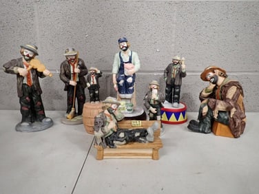 Lot of assorted Clown Figurines including wind up music box