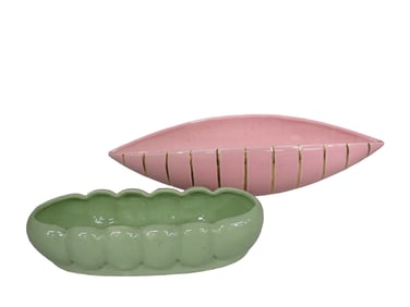 Miramar of California Pink Canoe Shaped Planter and Norton Pottery 313 USA Planter