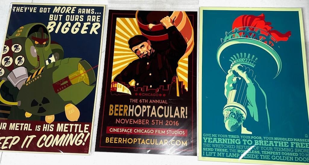 Lot of 3 Hand Signed Dane / Numbered Pop Art Prints / Posters approx 11"x17" (1 of 7)