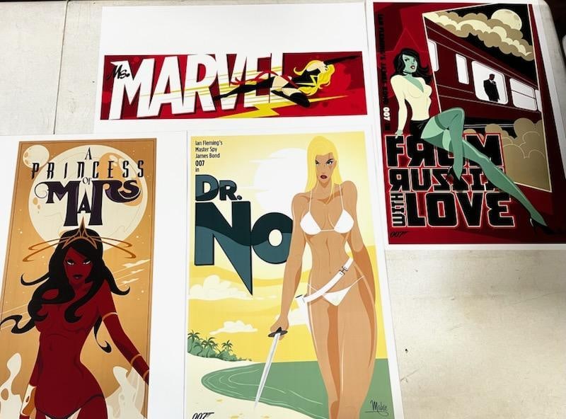 Lot of 7 Mahle Pop Art Bond 007 / Marvel Prints 12.5" x 19": Lot of 7 Mahle Pop Art Bond 007 / Marvel Prints 12.5" x 19" All pictures are considered part of the description and should be examined carefully by bidders. Live Auctioneers is now offering