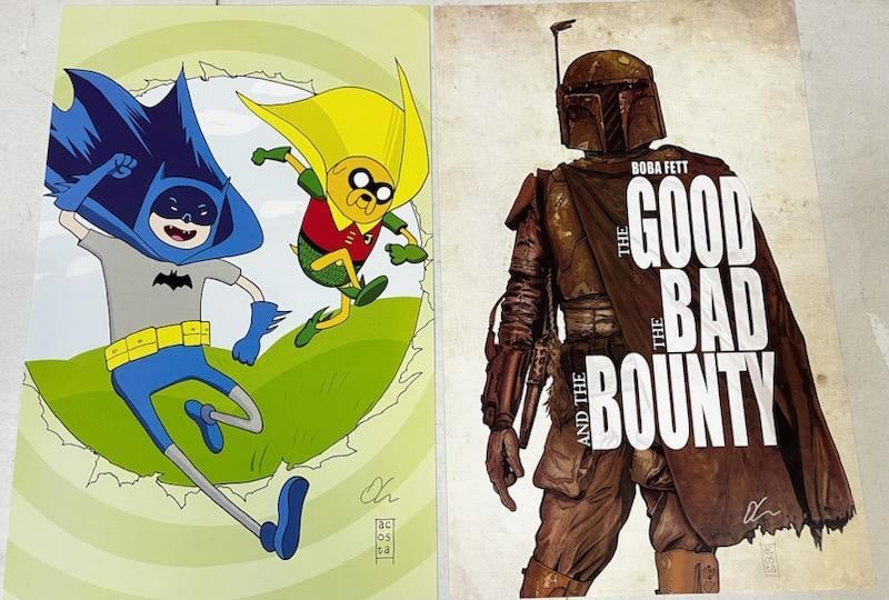 Lot of 2 Acosta Pop Art Hand Signed Adventure Time Batman / Star Wars Prints 11" x 17": Lot of 2 Acosta Pop Art Hand Signed Adventure Time Batman / Star Wars Prints 11" x 17" All pictures are considered part of the description and should be examined carefully by bidders. Live A