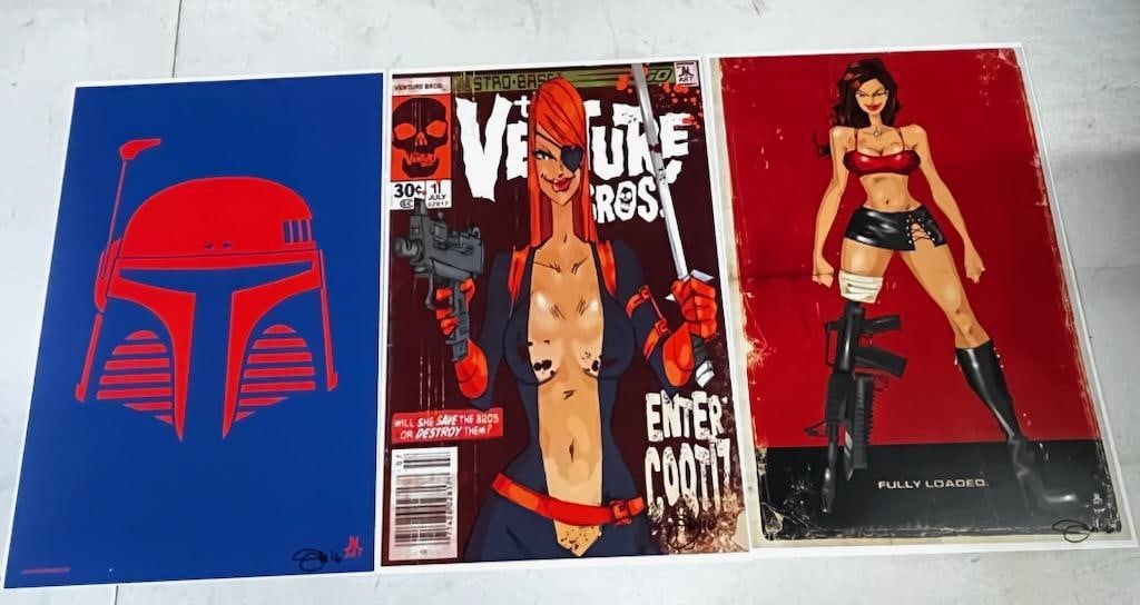 Lot of 3 Jason Martin Hand Signed Pop Art Star Wars / Planet Terror Prints 11"x17": Lot of 3 Jason Martin Hand Signed Pop Art Star Wars / Planet Terror Prints 11"x17" All pictures are considered part of the description and should be examined carefully by bidders. Live Aucti