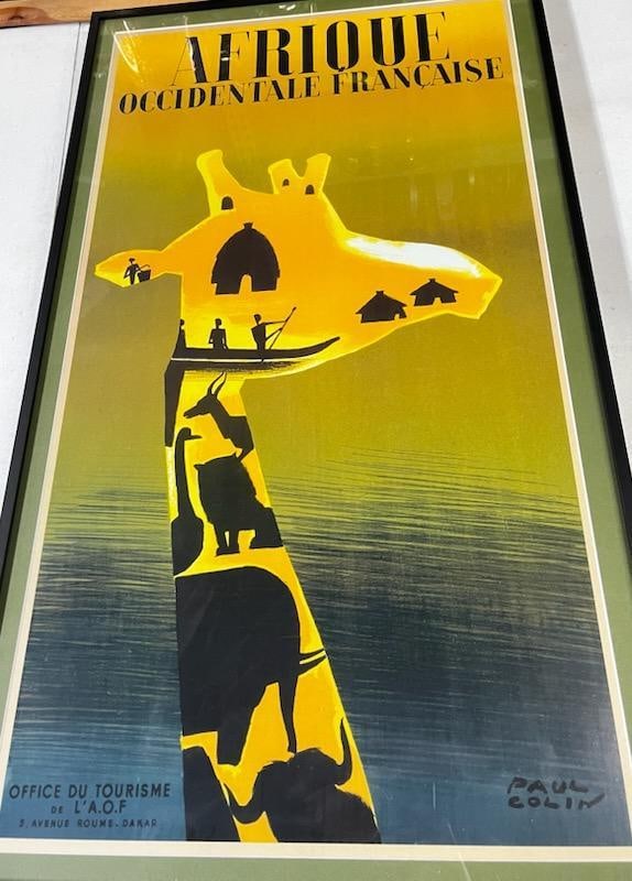 French Tourist, Paul Colin Giraffe Poster Afrique Nicely Framed Reproduction 37.5" x 21.5" (1 of 5)