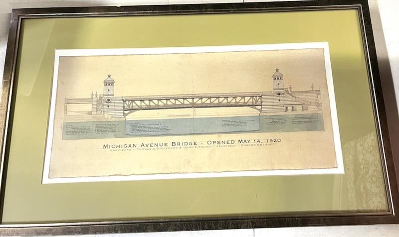 Chicago, Michigan Ave Bridge Rendering Framed Print 19.5"x32" (1 of 4)