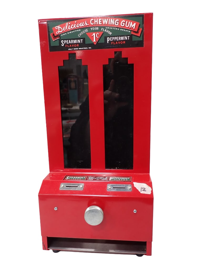 Vintage Penny Chewing Gum Dispenser Coin Operated Machine Works and Has Key (1 of 8)