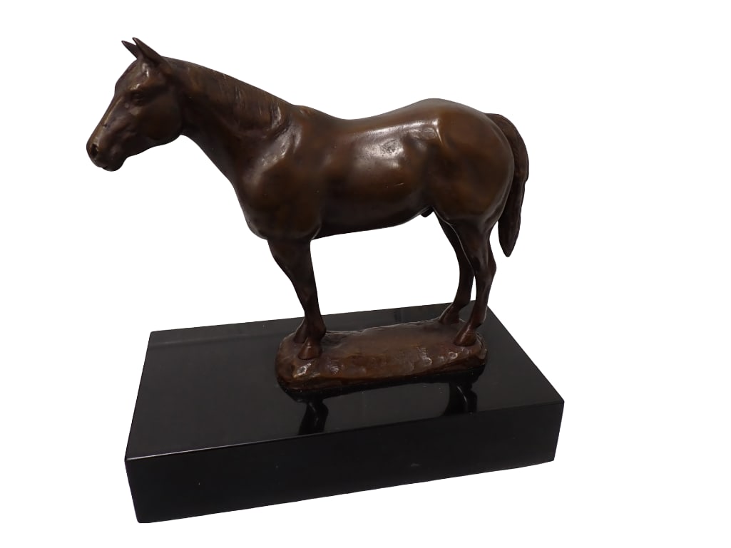 Bronze Horse Statue on Black Marble Base (1 of 5)