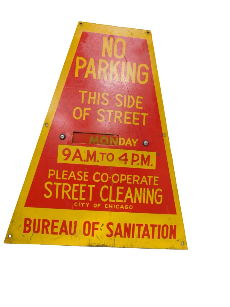 Chicago No Parking Vintage Metal Sign 26"x33" (1 of 4)