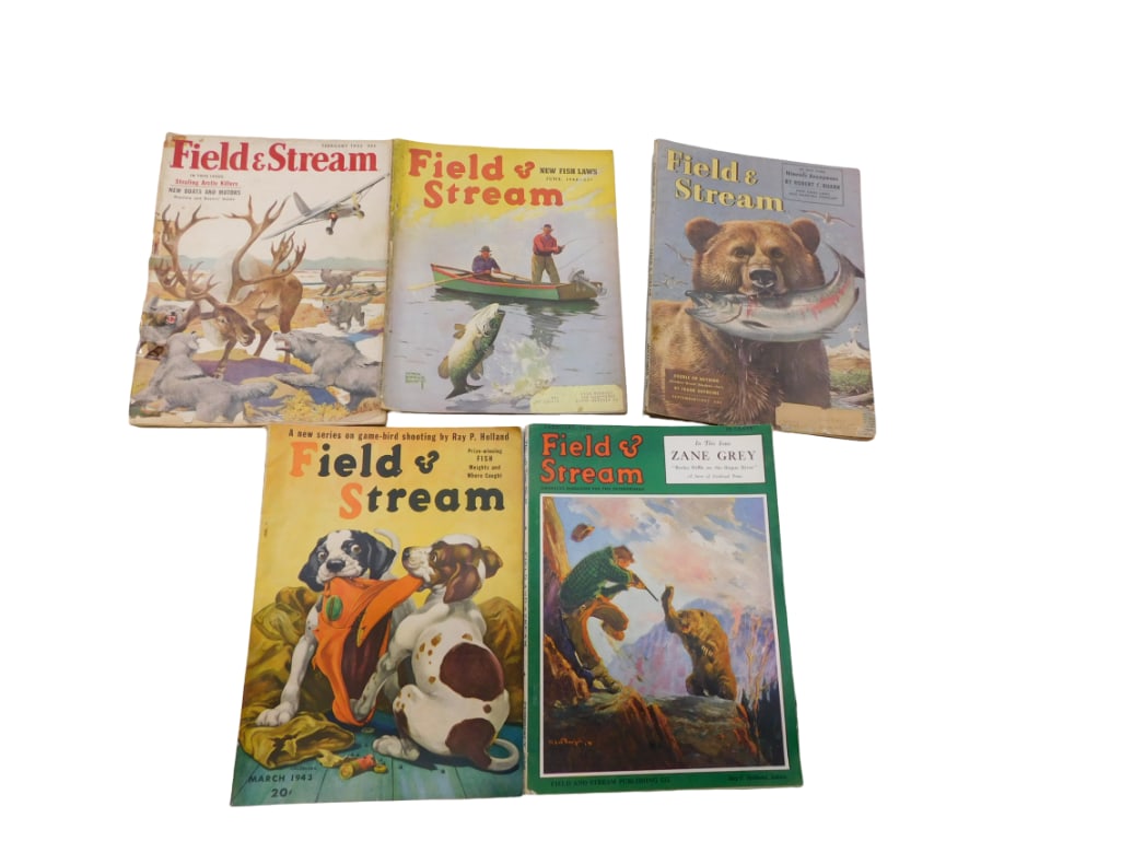 Lot of 5 Field and Stream Magazines 1926-55 (1 of 4)