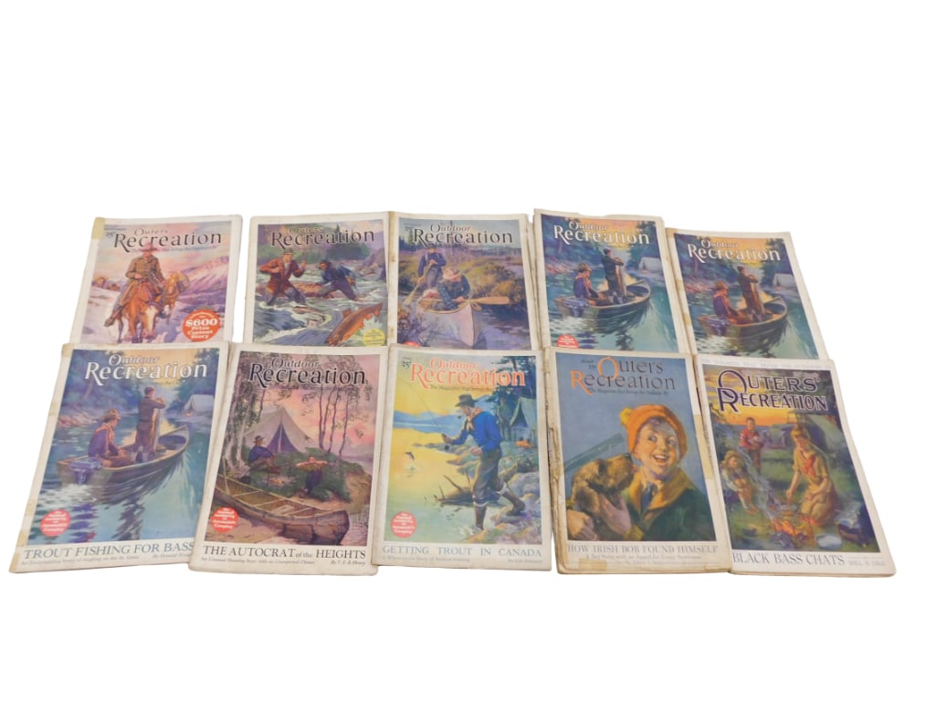 Lot of 10 Outers Recreation Magazines 1920-26 Hunting, Fishing, Etc: Lot of 10 Outers Recreation Magazines 1920-26 Hunting, Fishing, Etc All pictures are considered part of the description and should be examined carefully by bidders. Live Auctioneers is now offering