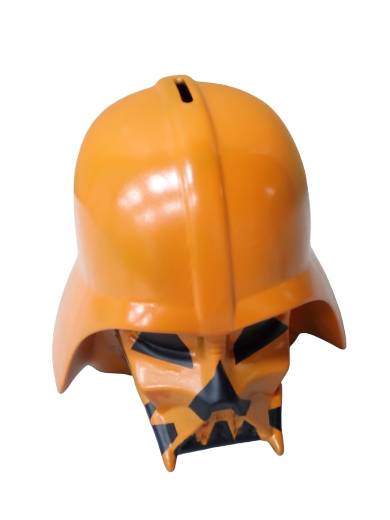 Darth Vader Lucas Film Orange Ceramic Bank RARE 8" Tall: Darth Vader Lucas Film Orange Ceramic Bank RARE 8" Tall. Great condition. All pictures are considered part of the description and should be examined carefully by bidders. Live Auctioneers
