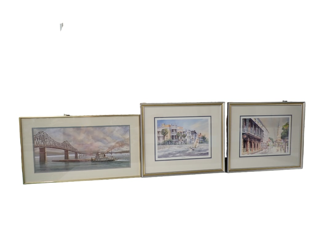 Lot of 3 Emerson & Gene Price Signed Prints Street Scene and Nautical Size 19"x24", 16"x28" (1 of 18)