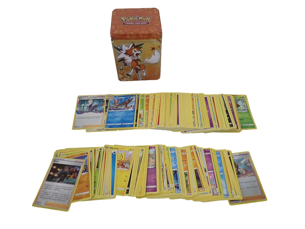 Pokemon Cards in a Tin Over 200 Cards: Pokemon Cards in a Tin Over 200 Cards All pictures are considered part of the description and should be examined carefully by bidders. Live Auctioneers is now offering Live Shipping through them. This