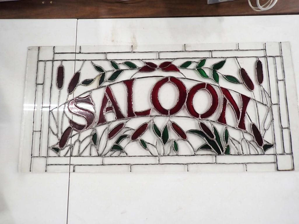 Saloon Stained Glass Window 17"x36"x1/8" Mancave or Bar (1 of 6)