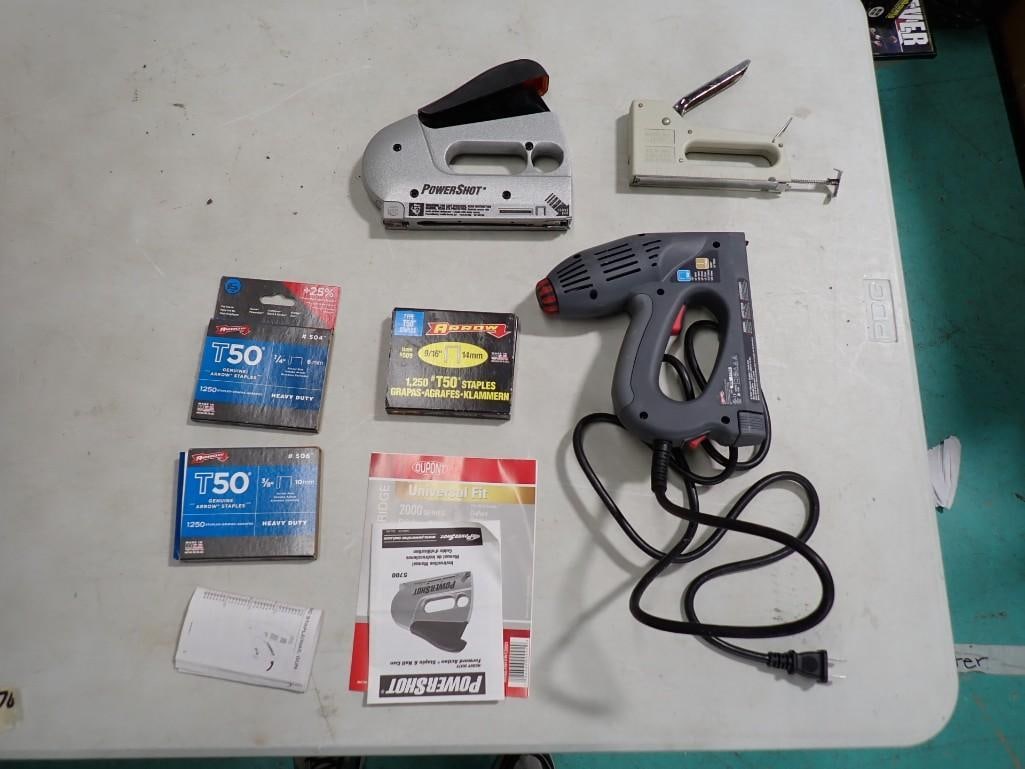 Lot of 3 Staple Guns incl Power Shot Electric, and More. Includes staples. (1 of 6)
