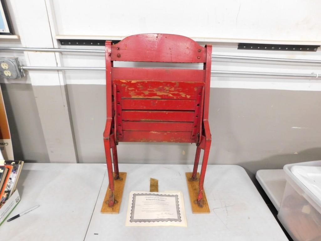 Vintage Chicago Stadium Second Balcony Wooden Seat - with COA: Vintage Chicago Stadium Second Balcony Wooden Seat - with COA All pictures are considered part of the description and should be examined carefully by bidders. Live Auctioneers is now offering Live Shi