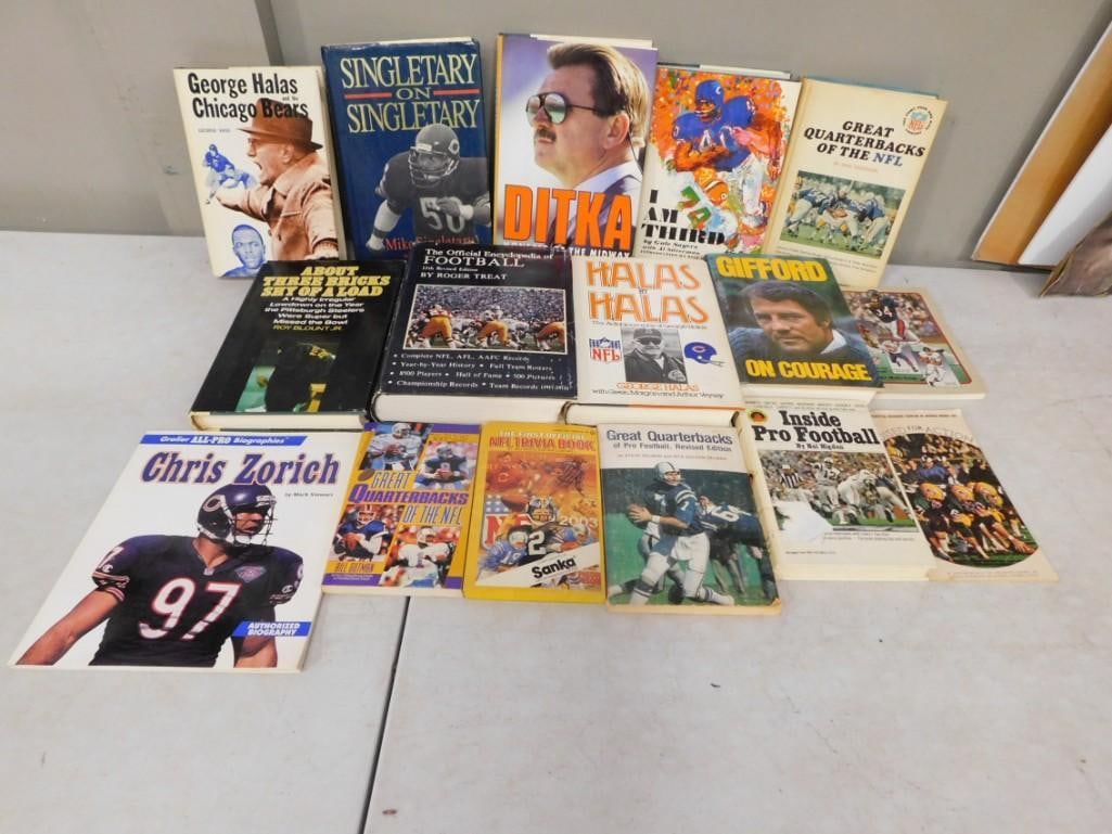 Lot of assorted Football Sports Books including Chicago Bears, Ditka, Singletary, Halas, Trivia, etc (1 of 5)