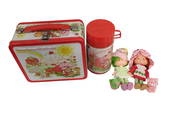 Strawberry Shortcake Lot including Vintage Aladdin Lunchbox with Thermos, Custard Figure, Strawberry