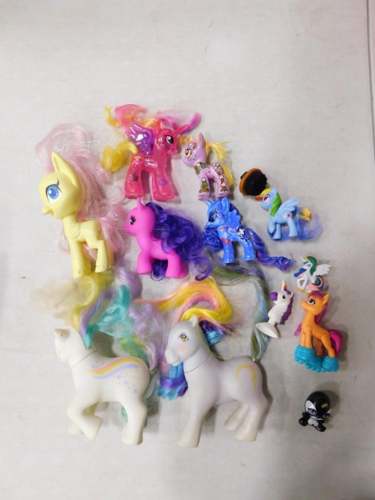 My Little Pony Lot including Vintage 1984 GI Raincurl, 85 Brush + Grow, 2019 Fluttershy, Poopsie (1 of 4)