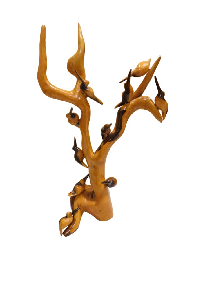Hand Carved Birch Branch and Birds: Hand Carved Birch Branch and Birds All pictures are considered part of the description and should be examined carefully by bidders. Live Auctioneers is now offering Live Shipping through them. T