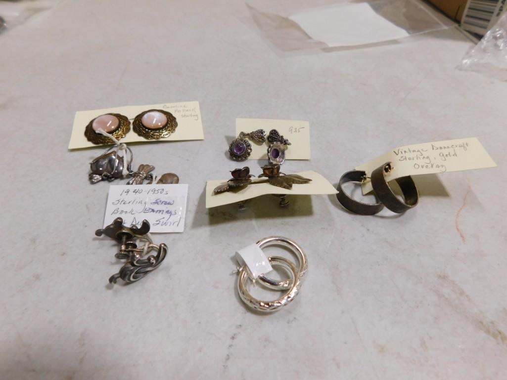 Sterling Silver Earrings including vintage, Caroline Pollack, etc: Sterling Silver Earrings including vintage, Caroline Pollack, etc All pictures are considered part of the description and should be examined carefully by bidders. Live Auctioneers is now offering Live