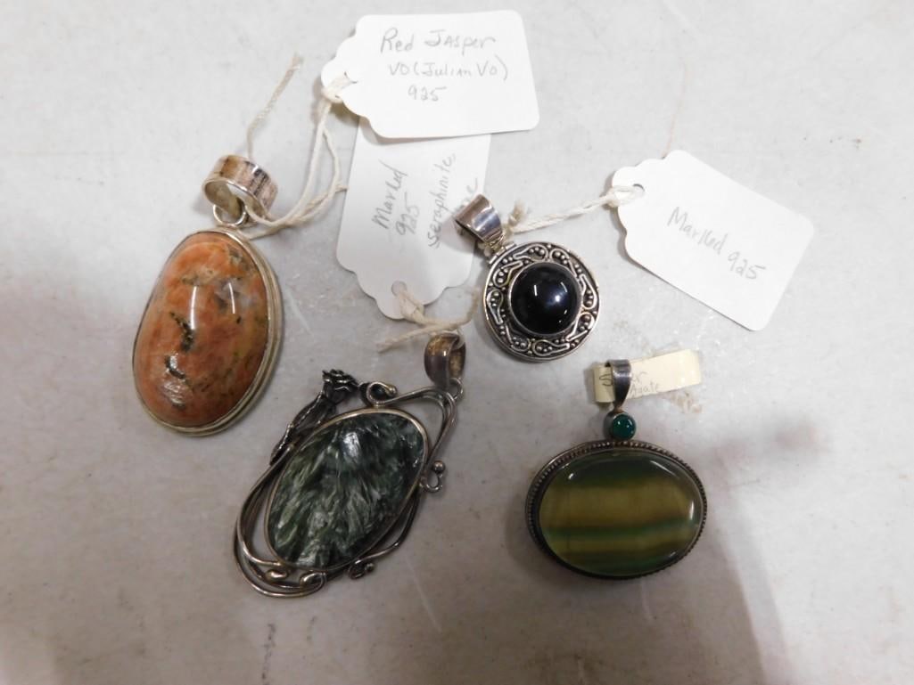 Sterling Silver Jewelry Lot including Red Jasper Julian Vo, Seraphinite, Agate, etc (1 of 5)