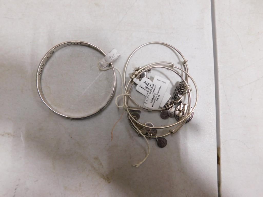 Lot of Sterling Silver Bracelets, Charms, silver plate, etc.: Lot of Sterling Silver Bracelets, Charms, silver plate, etc. All pictures are considered part of the description and should be examined carefully by bidders. Live Auctioneers is now offering Live Ship