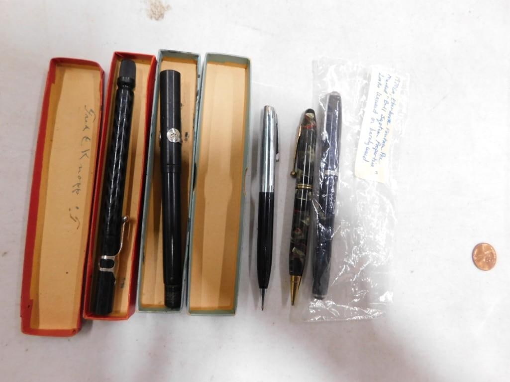 Vintage Pen /pencil Lot including Eberbrook Fountain Pen: Vintage Pen /pencil Lot including Eberbrook Fountain Pen All pictures are considered part of the description and should be examined carefully by bidders. Live Auctioneers is now offering Live Shipping