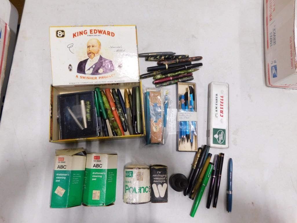 Misc. Lot including Vintage Mechanical Pencils, Ink, Blotting Powder, Pads, Drafting, etc (1 of 5)