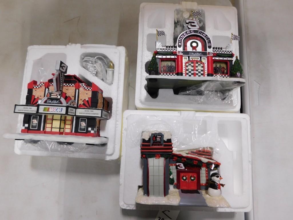 3 Hawthorne Village Dale Earnhardt Christmas Village Collection Buildings incl Detail Shop, Winners (1 of 8)