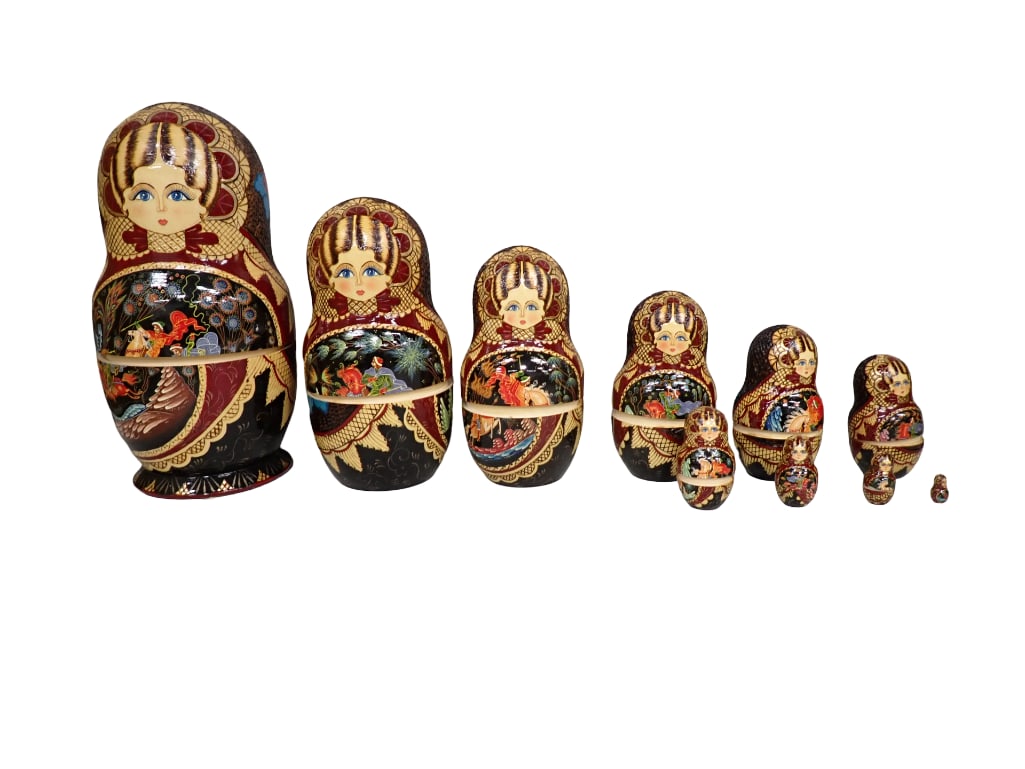 Set of 10 Russian Nesting Dolls Hand painted and Signed (1 of 9)