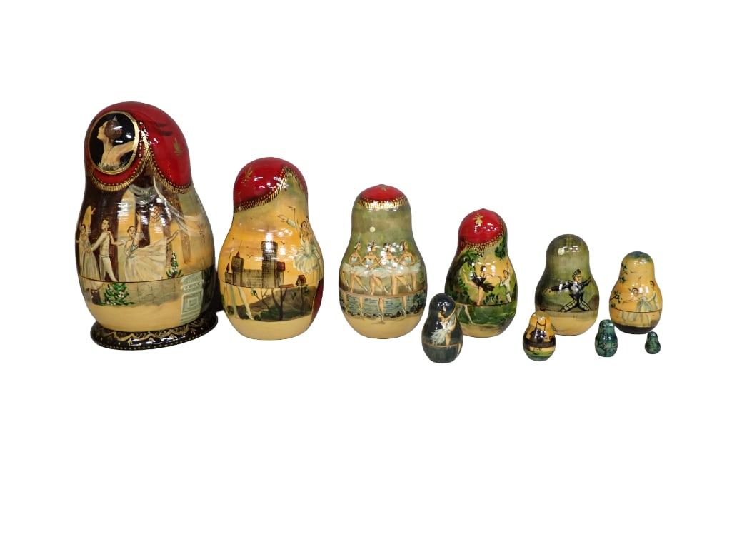 Set of 10 Russian Nesting Dolls Hand Painted and Signed (1 of 9)