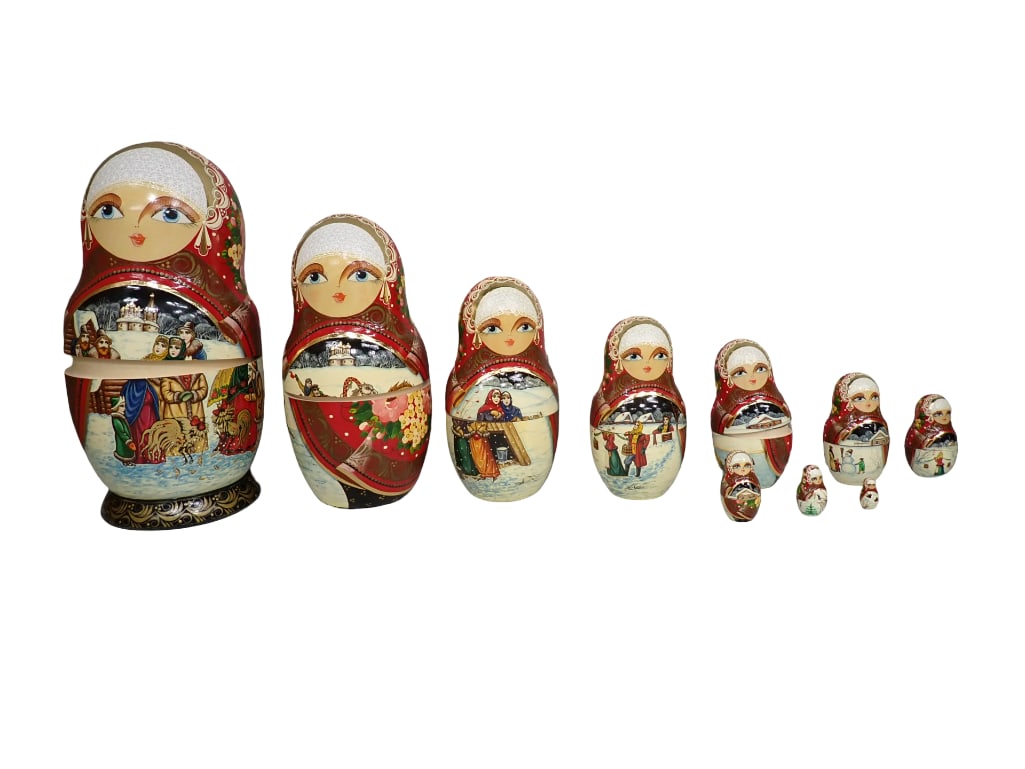 Set of 10 Russian Nesting Dolls Hand Painted and Signed (1 of 8)