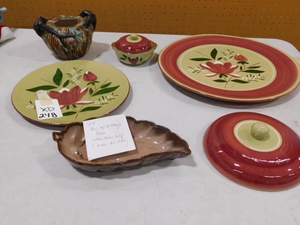 Pottery Lot including Weller, Frankoma, Hand Painted, Stangl, etc.: Pottery Lot including Weller, Frankoma, Hand Painted, Stangl, etc. All pictures are considered part of the description and should be examined carefully by bidders. Live Auctioneers is now offering Liv