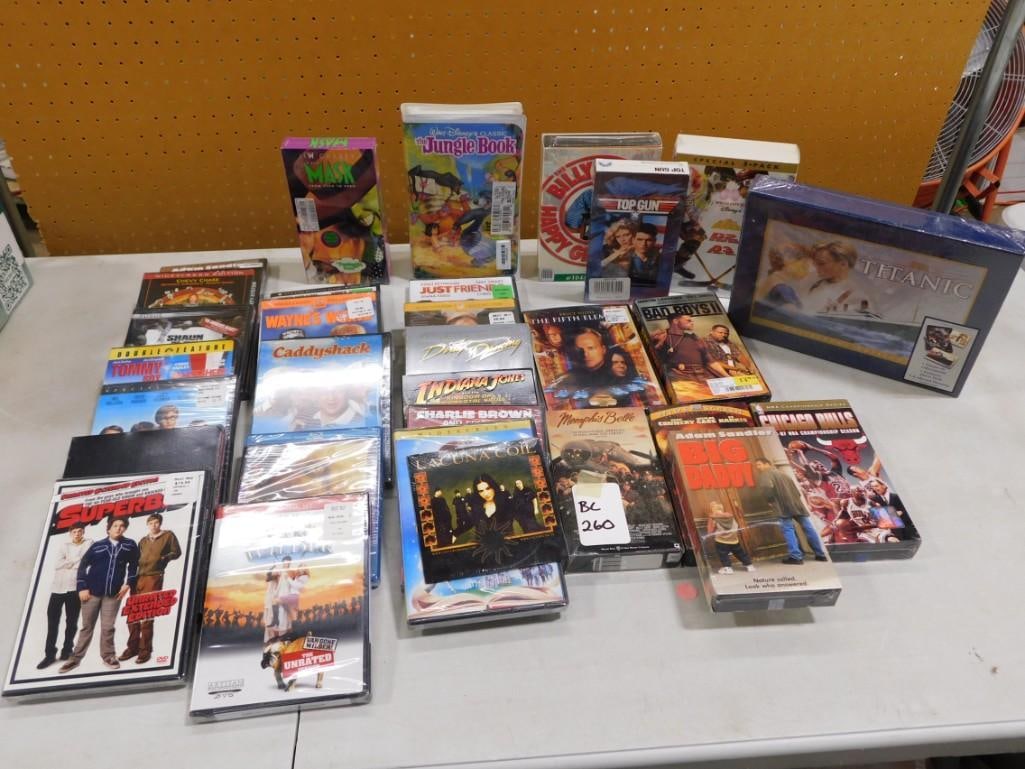 Lot of Factory Sealed Movies including Titanic, Superbad, Caddy Shack, Chicago Bulls, Fifth Element, (1 of 5)