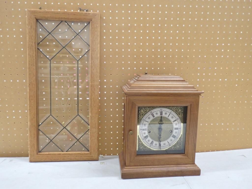 Decorative Framed Glass Wall Hanging, Mechanical Mantel Clock (1 of 7)