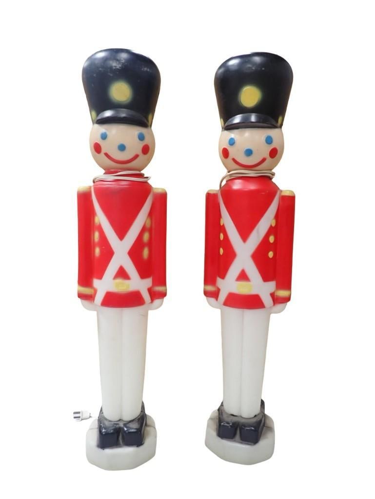 2 Vintage Christmas Toy Soldier Blow Molds: 2 Vintage Christmas Toy Soldier Blow Molds All pictures are considered part of the description and should be examined carefully by bidders. Live Auctioneers is now offering Live Shipping through the