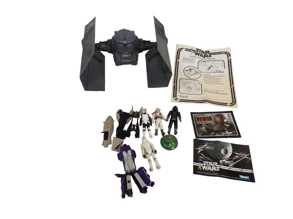 Kenner Star Wars and Takara Hasbro collectibles; Darth Vader Tie Fighter, Luke Skywalker, Transforme (1 of 13)