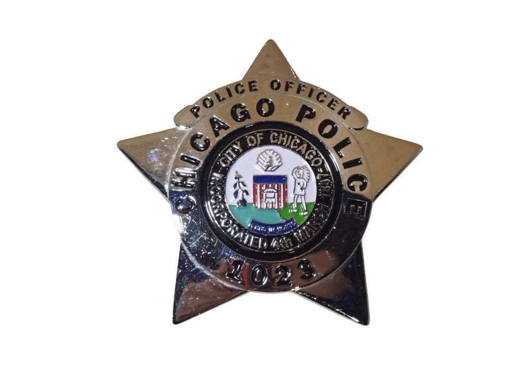 Reproduction Chicago Police Badge - Metal: Reproduction Chicago Police Badge - Metal All pictures are considered part of the description and should be examined carefully by bidders. Live Auctioneers is now offering Live Shipping through them. 
