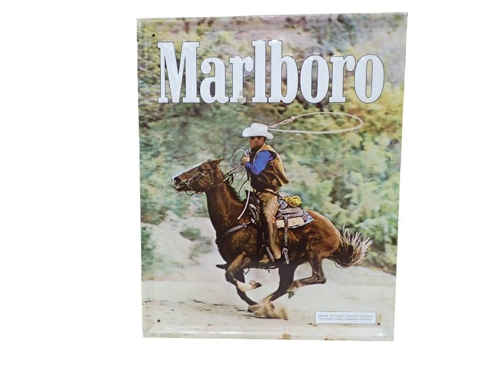 Marlboro Cigarettes Metal Advertising Sign 17 1/4" x 22": Marlboro Cigarettes Metal Advertising Sign 17 1/4" x 22" All pictures are considered part of the description and should be examined carefully by bidders. Live Auctioneers is now offering Live 