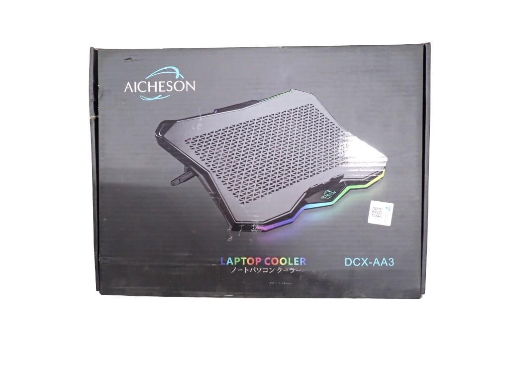Aicheson Laptop Cooler New in Box: Aicheson Laptop Cooler New in Box All pictures are considered part of the description and should be examined carefully by bidders. Live Auctioneers is now offering Live Shipping through them. This is 