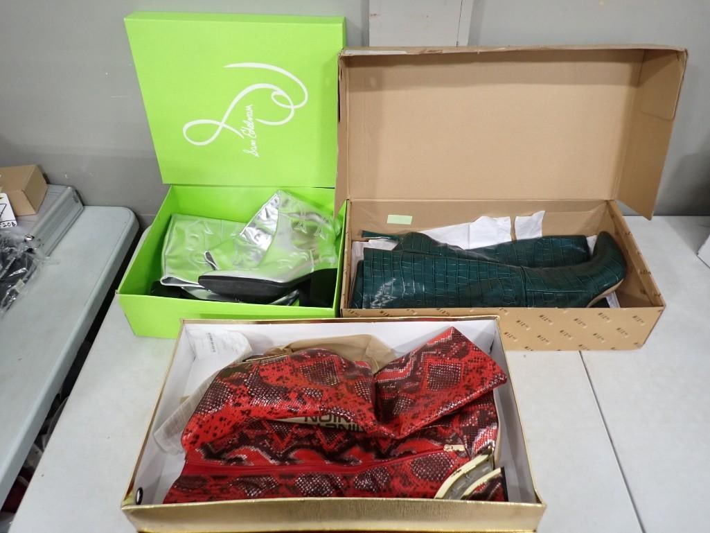3 Pair of Women's Boots incl 2 Size 10 and 1 Size 9 1/2 . New in box.: 3 Pair of Women's Boots incl 2 Size 10 and 1 Size 9 1/2 . New in box. All pictures are considered part of the description and should be examined carefully by bidders. Live Auctioneers is now